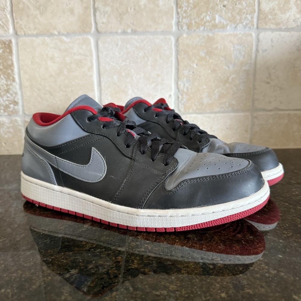Nike Air Jordan 1 Retro Low "Black Red Grey" Men's Size 10.5 (553558-012)
